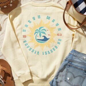 Salty Wave Collection Yellow Topsail Island NC Sweatshirt - Small - Oversized